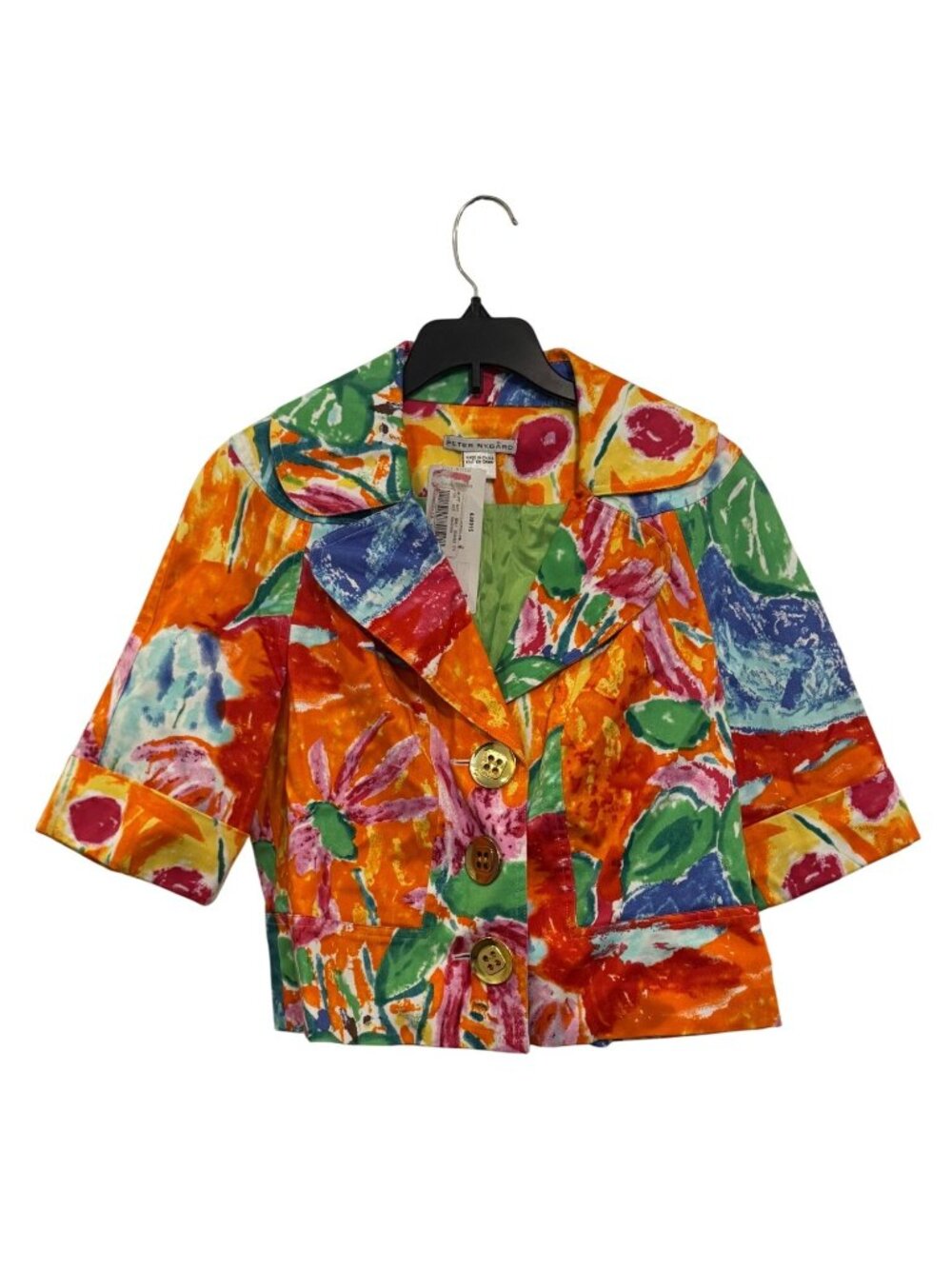 Peter Nygard Womens Blazer jacket size 8 Short-Sleeve Floral Cropped NWT - Picture 8 of 8